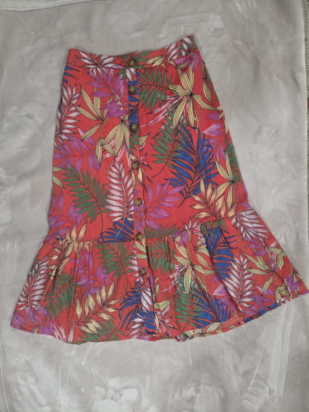 Mlle Gabrielle Coral Tropical Button-Front Maxi Skirt